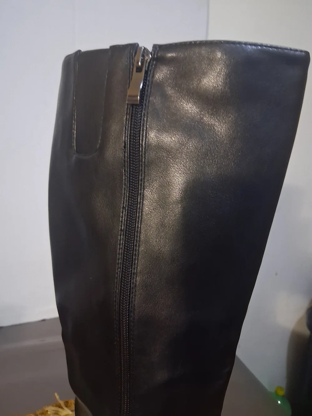Women's knee-high boots, block heel, round toe, side zipper